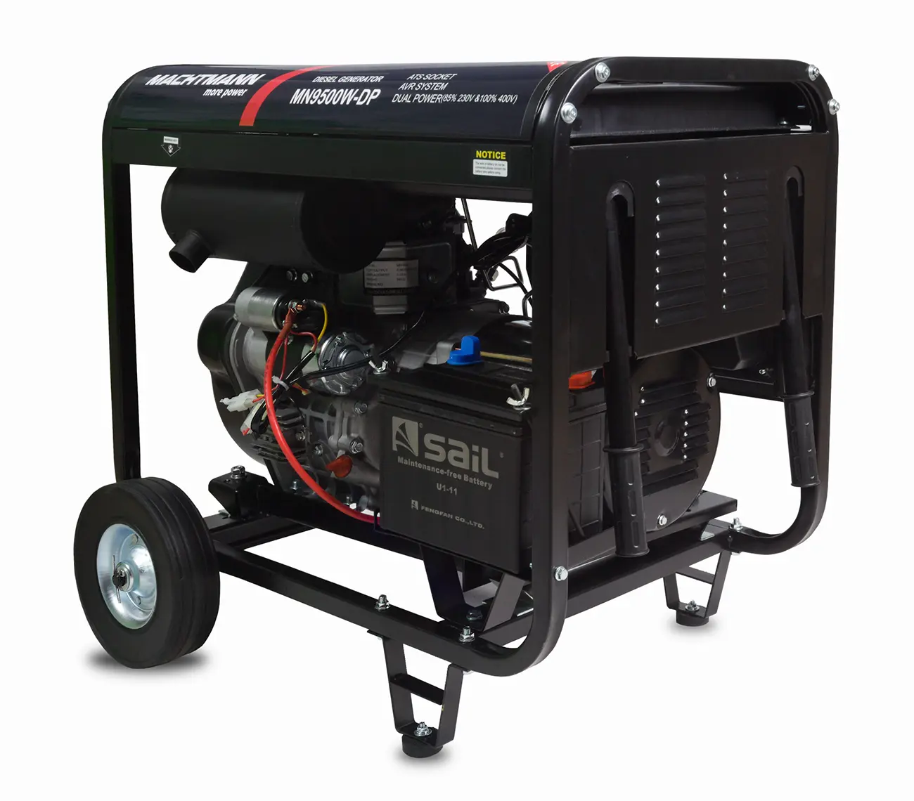 Agregat trójfazowy Machtmann MN9500W-DP - widok od strony tłumika