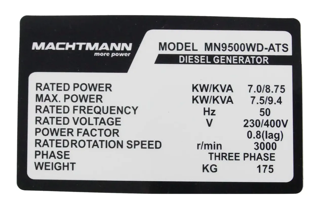 Agregat Machtmann MN9500WD-ATS - widok na układ wydechowy i obudowę